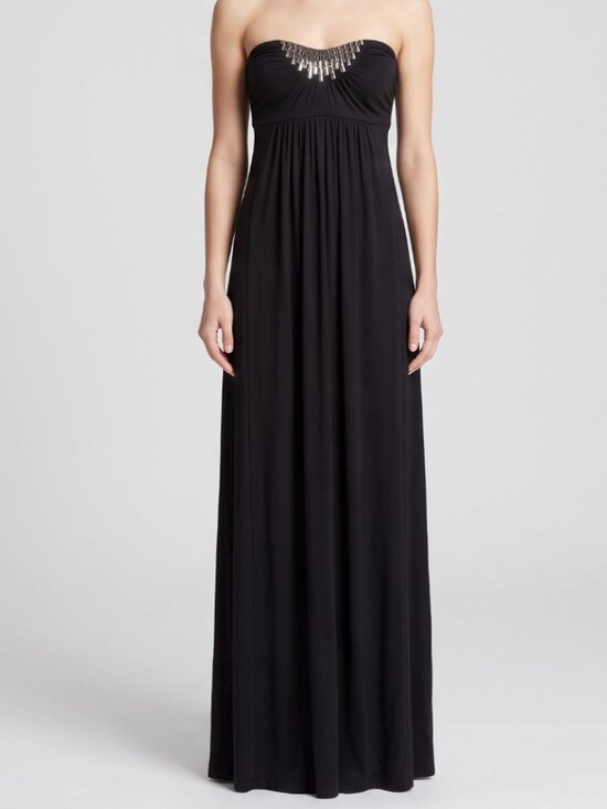 bebe Dresses & Skirts - Bebe Black Strapless Beaded Sweetheart Cutout O Ring Maxi Dress